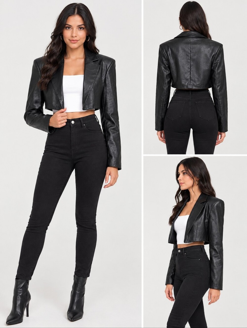 NWOT Forever 21 Black Faux Leather Cropped Jacket – Size M